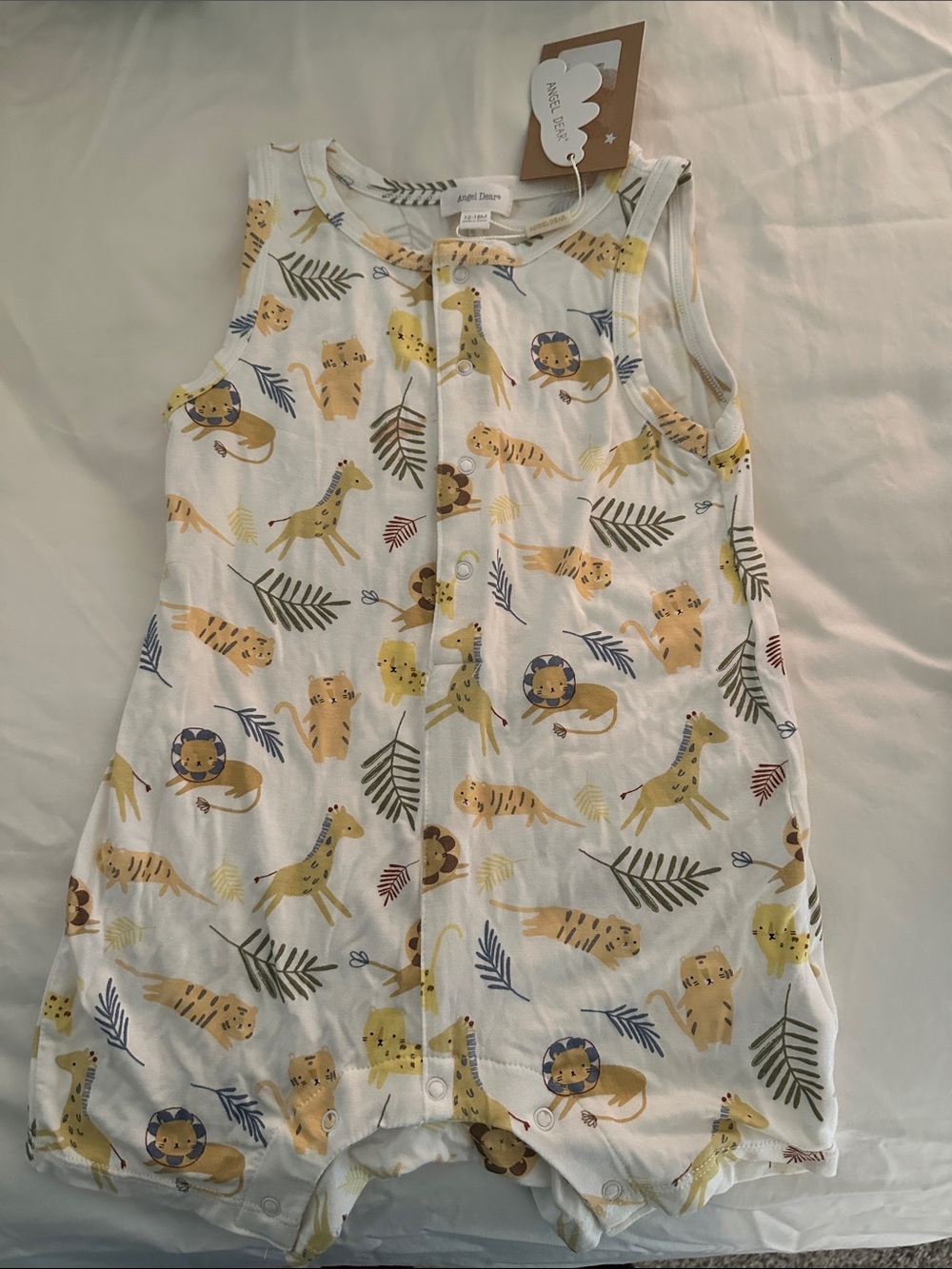 Baby Dream White Jungle Animal Sleeveless Pajama Romper